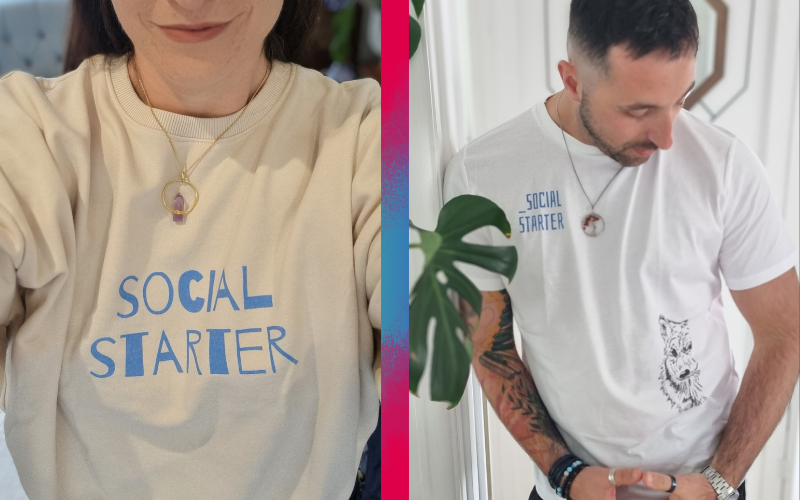 social starters brand wear mix of tshirt and sweatshirt